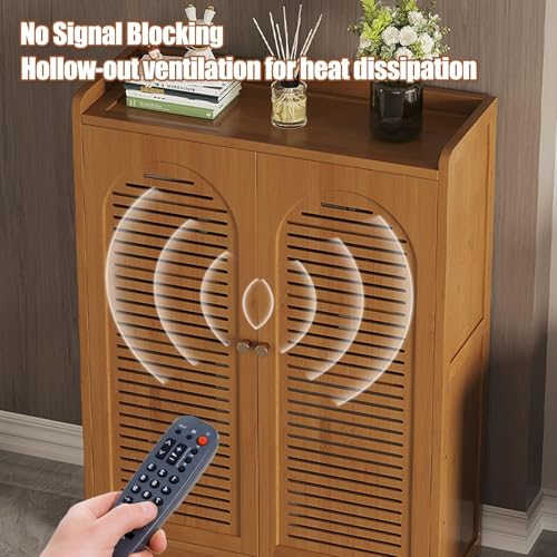 Mueble de gestión de cables de bambú para organizar el rincón Wi-Fi de tu salón u oficina en casa 5