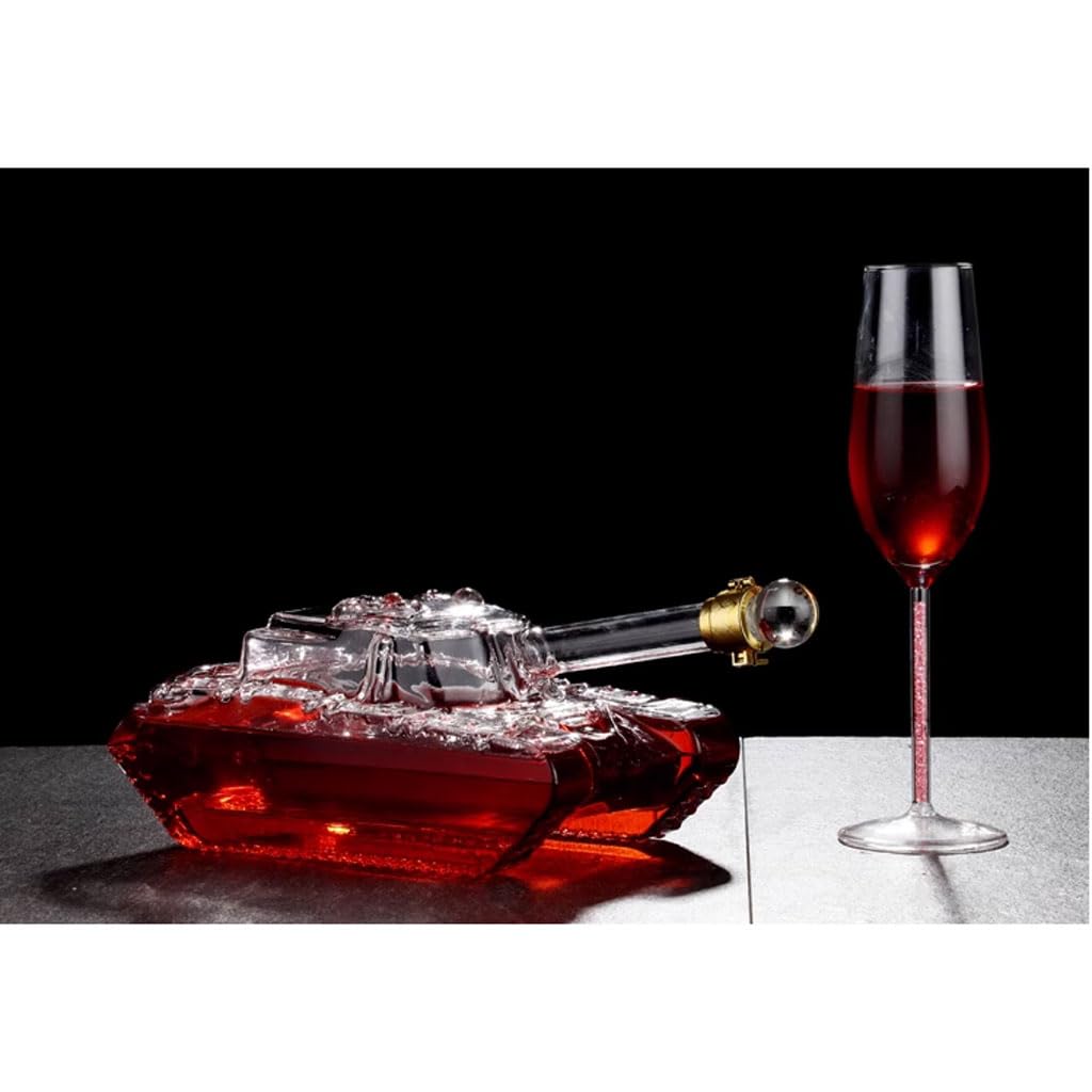 Karafka, Zbiornik karafka do whisky kreatywny pusty dzbanek wina dozownik alkoholu wielokrotnego napełniania przezroczyste szkło po bourbonie dla weterana wojskowego prezent(500ml/16.9oz)
