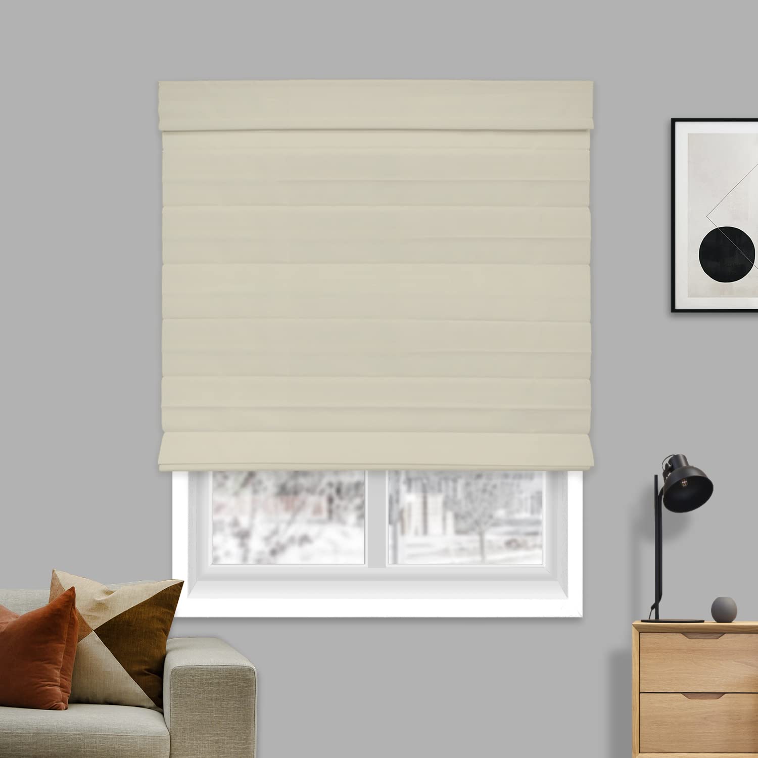 CHICOLOGY Roman Shades for Windows, Roman Shades, Window Treatments, Custom Roman Window Shades, Room Darkening Shades, Daily Canvas (Light Filtering), 71 in x 64 in (W x H)