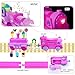 Pink Classic Train Sets for Toddlers|Musical Electric Train Toys with DIY Ice Cream Truck 3D Foam Puzzles Party Scene Building Kit for Girls Boys 3-5 Years Old Parent-Child Interaction Birthday Gift-A