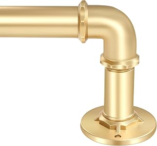 30-120 Inch Wrap Around Curtain Rod 1" Diameter for 30-114 Windows, Adjustable Curtains Rod, Gold Industrial Curtain Rods for Windows Heavy Duty Window Treatment Rods for Blackout Curtains 1 Pack
