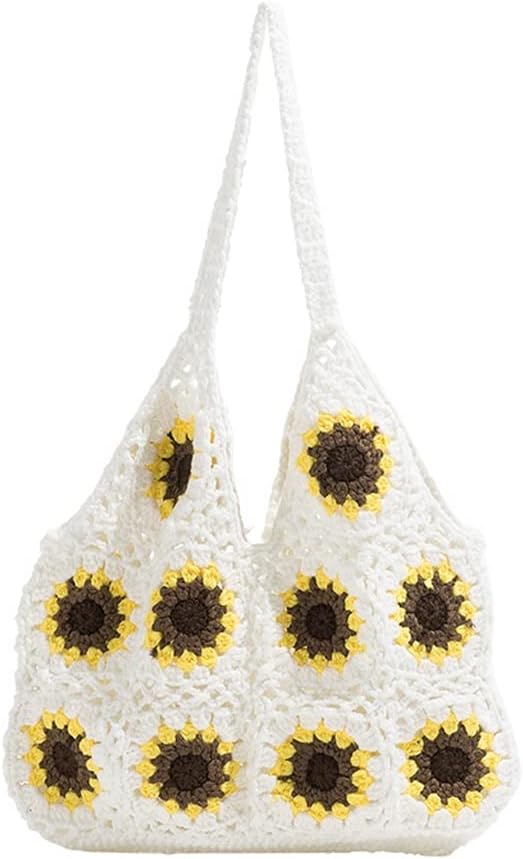 Knitted Crochet Tote Handbags Large Capacity Travel Beach Shoulder Bag Fashion Shopper Purses