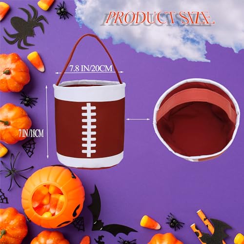 Image of Football Easter Basket Canvas Football Gift Bags Easter Eggs Hunt Baskets Football Gift Party Favors Tote Bag with Handles for Girls Boys
