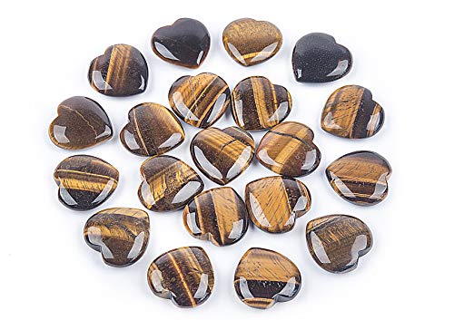20 pcs Natural Tiger's Eye Stone 30mm Heart Pocket Stone,Healing