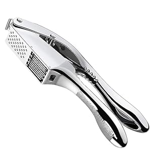 Garlic press 2 in 1 Garlic Press Stainless Steel,Effortlessly Crush, Slice, and Mince Garlic,with this Versatile Kitchen Tool – Perfect for Home Cooks and Professional Chefs Alike. (Silvery)