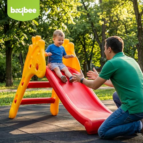 Image of Baybee Baby Slides for Kids | Perfect Outdoor Garden Sliding with Climbing & Anti Slip Steps | Baby Play Area Indoor Setup for Babies | Freestanding Slider for Kids 2+ Years (Giraffe)