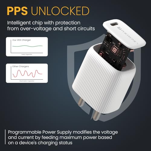 Image of Portronics Adapto 20X 20W Type C PD Fast Charging Adaptor, Fast Charger for iPhone 17 /16 /15 /14 /13 /12 Series with Plus /Pro /Pro Max Series Support, Samsung All Series Smartphones & All Type C Phone