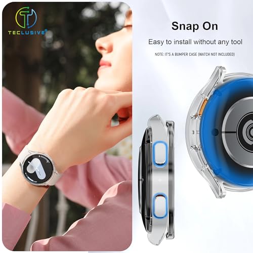 Image of T Teclusive Protective Slim Bumper Case Compatible for Galaxy Watch 4 44mm | Curved Hard Shell Bumper Side Edge Protection Cover for Watch 4 4.4 cm (Clear, 44mm)