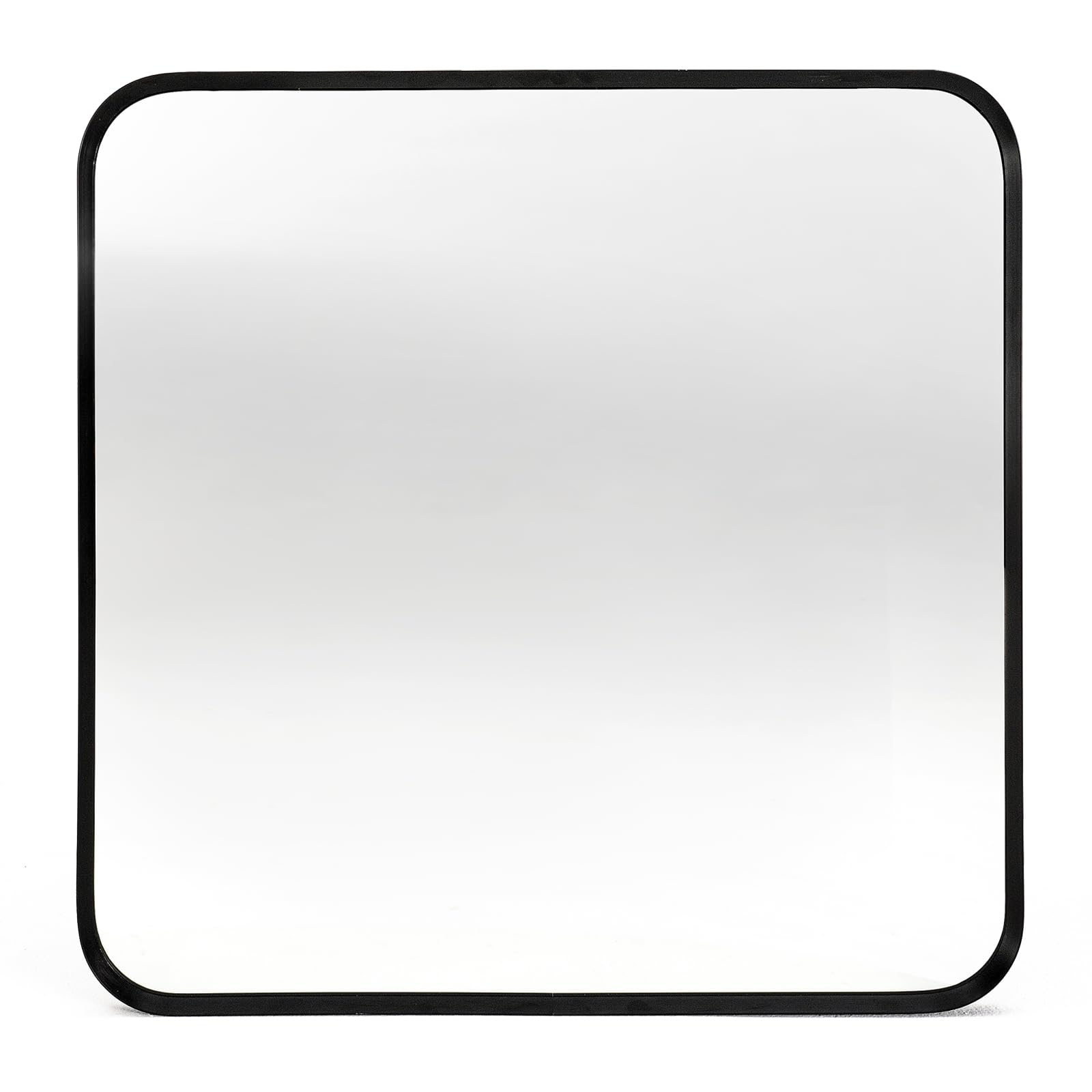 Black Bathroom Mirror 30x30in, Metal Framed Rounded Rectangle Wall