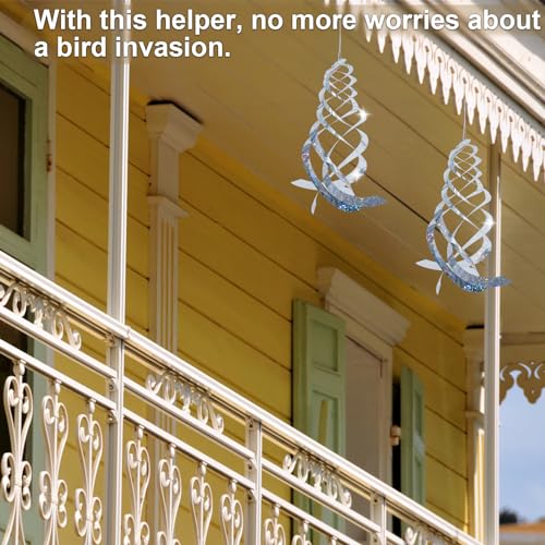 CHANGE MOORE Woodpecker Deterrent Reflective Ornamental Spiral Device, 6 PACK Hanging Bird Scare Devices, Silver Spiral Reflectors Outdoor to Keep Birds Away from Your House Window, Garden Decorations - Thumbnail 7