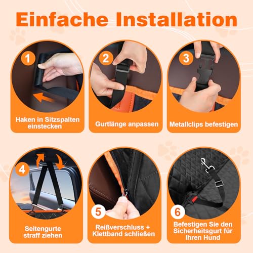 Neccis Hundedecke Auto Rückbank mit Abnehmbarer Harter Unterseite, 136 x 61 cm Autoschutzdecke Hund Rücksitz, 150 kg Tragkraft, Wasserdichte/Kratzfeste, Hundematte Auto Passt für 95% der PKW/SUVs/LKWs