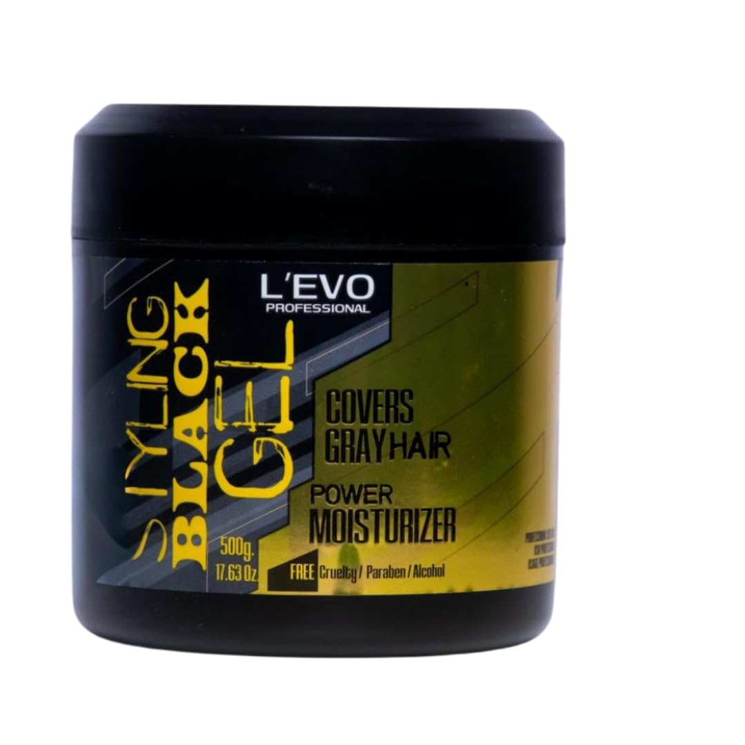 L’EVO PROFESSIONAL Black Styling Gel for Men – Medium Hold, Natural Gray Coverage & Blending, Power Moisturizer, Alcohol & Paraben-Free, No Flakes, 17.63 oz 17.63 Fluid Ounces 1