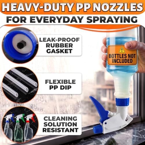 Image of 6 Pcs Spray Bottle Nozzle Replacement Pack - Heavy Duty Leak-Proof Trigger Sprayer for Cleaning, Garden, Pet Care, Auto Detailing & Kitchen - Fits 8, 16, 24, 32 oz Bottles, 28-400 Thread (Multicolor)