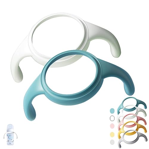Paquete de 2, empuñaduras de botella compatibles con botella de lactancia con revestimiento de silicona de tercera generación, botellas de