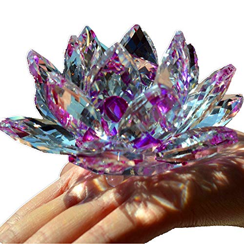 TYGJB Fine Quartz Cristal Verre Fleur De Lotus Pierres Naturelles et Minéraux Feng Shui Sphères Cristaux Fleurs pour Souvenirs De Mariage (Violet)
