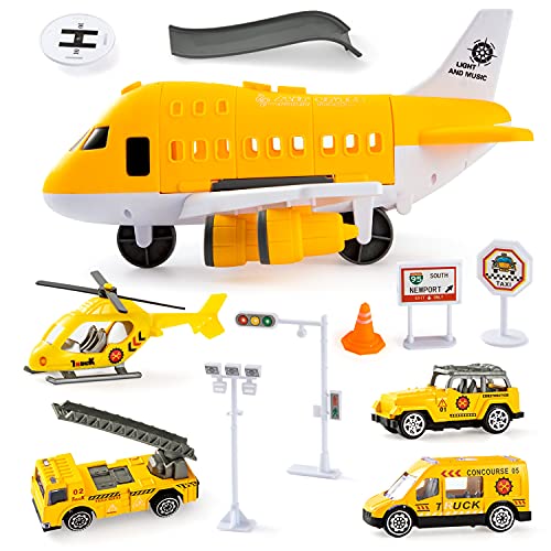 Tuko Transport Cargo Airplane Car Toy Play Set for 3+ Years Old Boys and Girls(Yellow) - Thumbnail 2