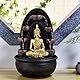 Innenbrunnen Wasserwand Kaskade Buddha Statue Abnehmbares farbenfrohes LED-Licht, Lucky Fountain mit geschlossenem Stromkreis, H 40 cm-Chakra Zen’light