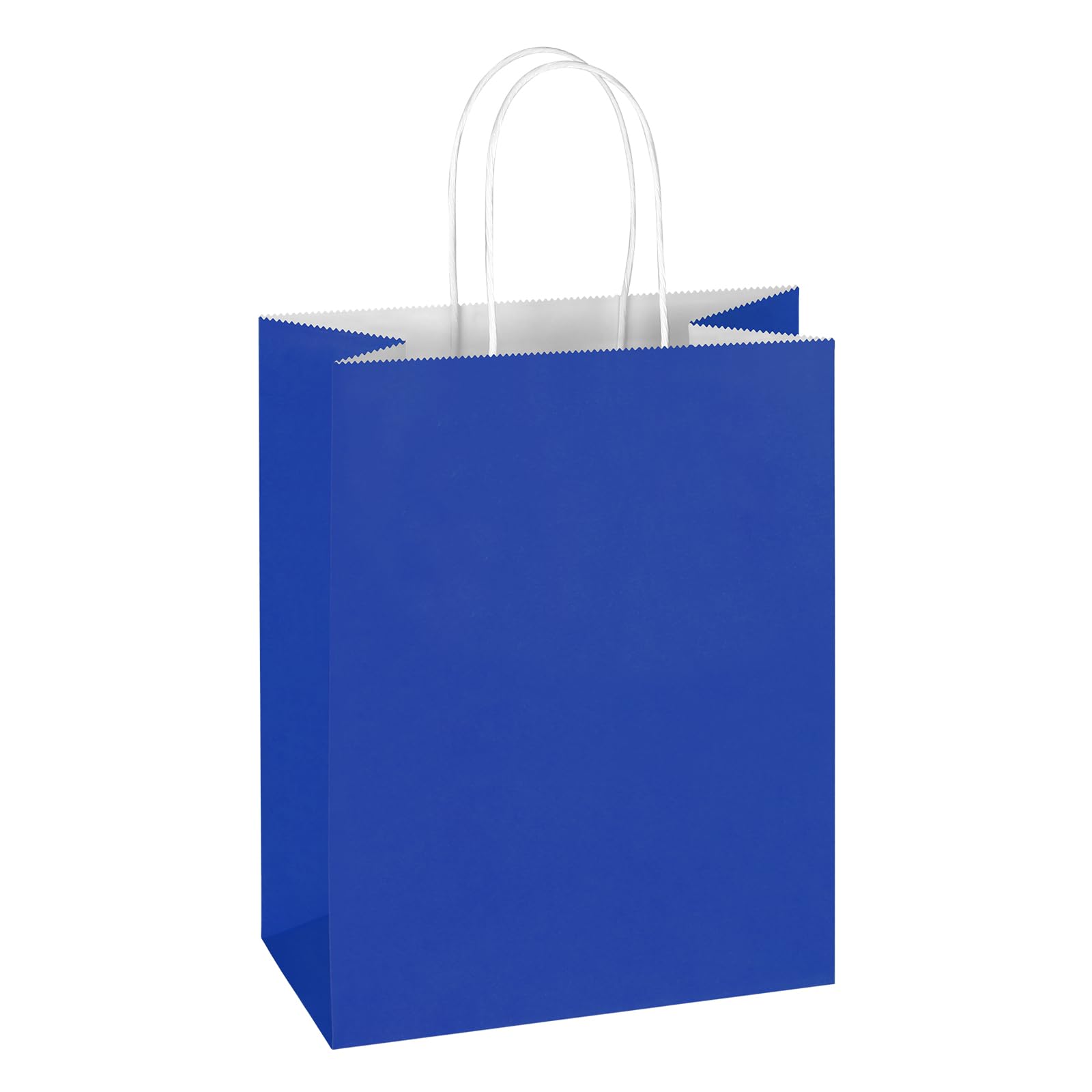 Mlyta 200 Pack 8x4.75x10 Inch Medium Royal Blue Kraft Paper Gift Bags with Handles Bulk f…