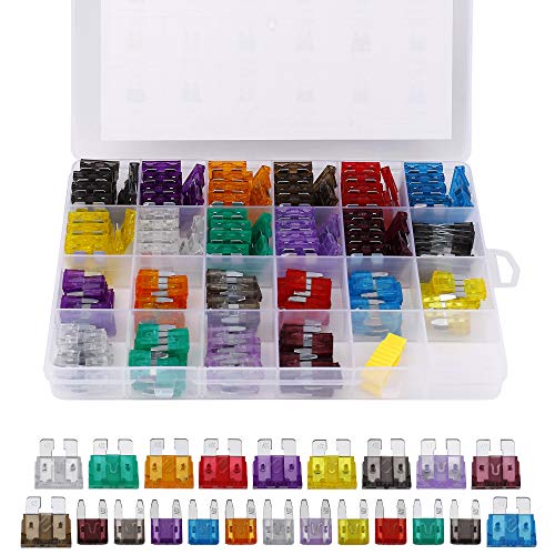 Fusibles Coche Pequeños Fusible Cuchilla Juego 2A 3A 5A 7.5A 10A 15A 20A 25A 30A 35A 40A con Clip Reemplazo Estuche Almacenamiento 242 Pcs