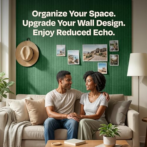 Image of X-Large Cork Board Alternative 12-Pack Felt Bulletin Board Thick and Decorative Pin Board for Home Office Walls 47.24 x 35.43 Inches with 72 Adhesive Tabs - [Dark Green]