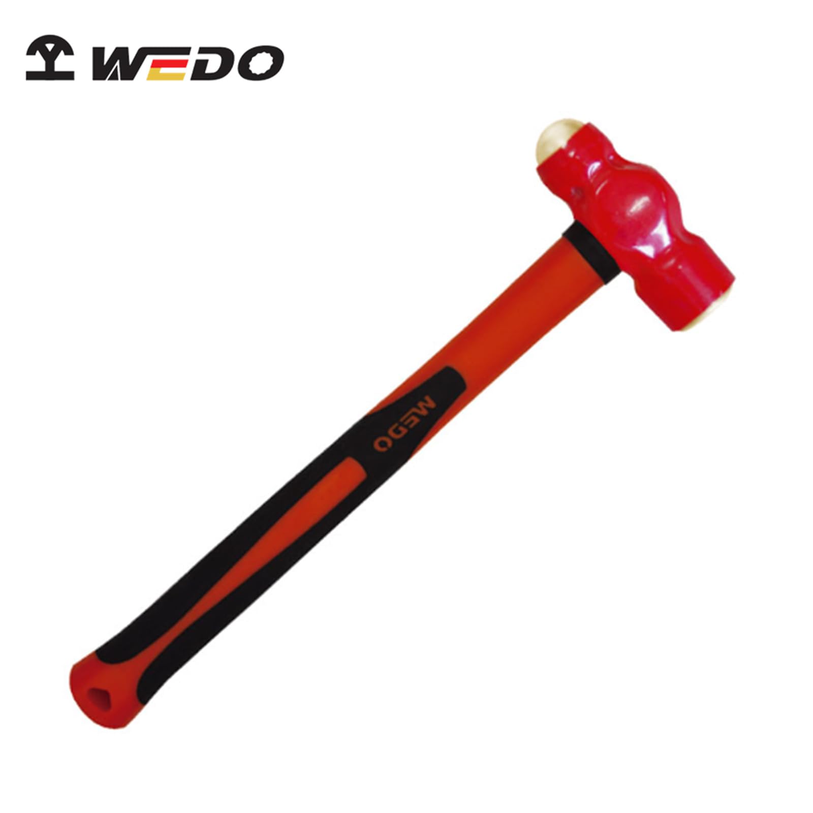 WEDO Martillo de bola con mango de fibra de vidrio, martillo de bola sumergido aislado sin chispas, longitud 280 mm, cabeza de martillo 230 g, VDE 1000 V, cobre berilio, no magnético, estándar DIN,