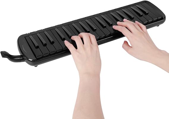 Melodica, 37 Key Melodica Blowpipe Wind Musical Instrument Suitable for Beginner Practice + Bag F37s(Black)