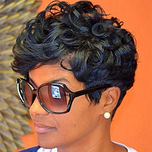 VRZ Summer Wavy Black Short Human Hair Wigs Color 1B (8816-1B)