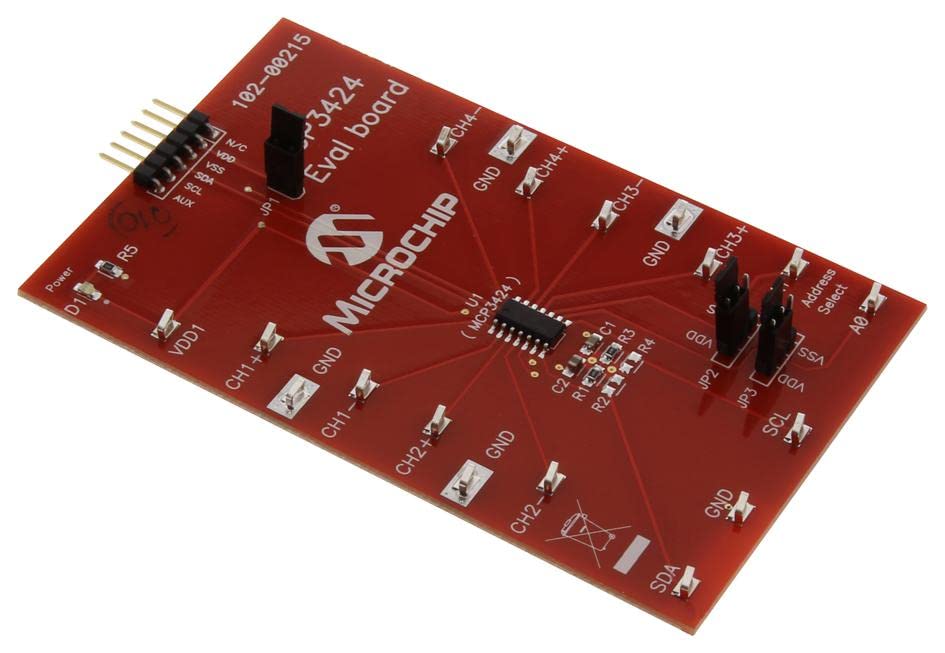 Módulo de evaluación, convertidor de datos, kits de desarrollo de conversión de datos ADC, cantidad 1 | MCP3424EV