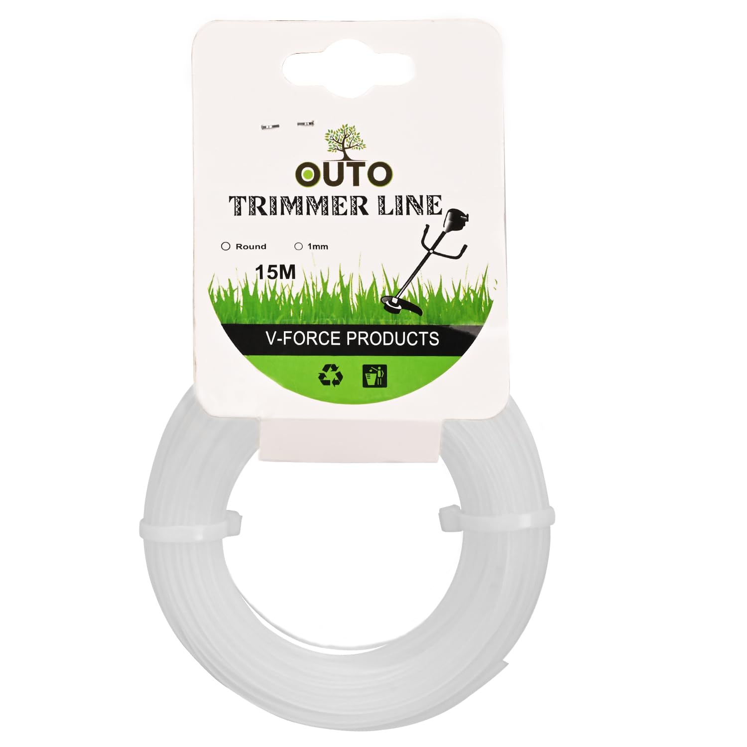 OUTO Trimmer Line Heavy Duty Nylon Rope Bundle Garden Tool for Weed Strimmer Grass Cutter Machine (White, 1mm X 15m)-image-1