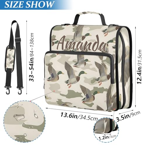 Image of Custom 3 Ring Zipper Binder Wild Duck Camouflage Personalized Name 1.5 inch Binders Large Capacity Multi Pockets for School Office Supplies