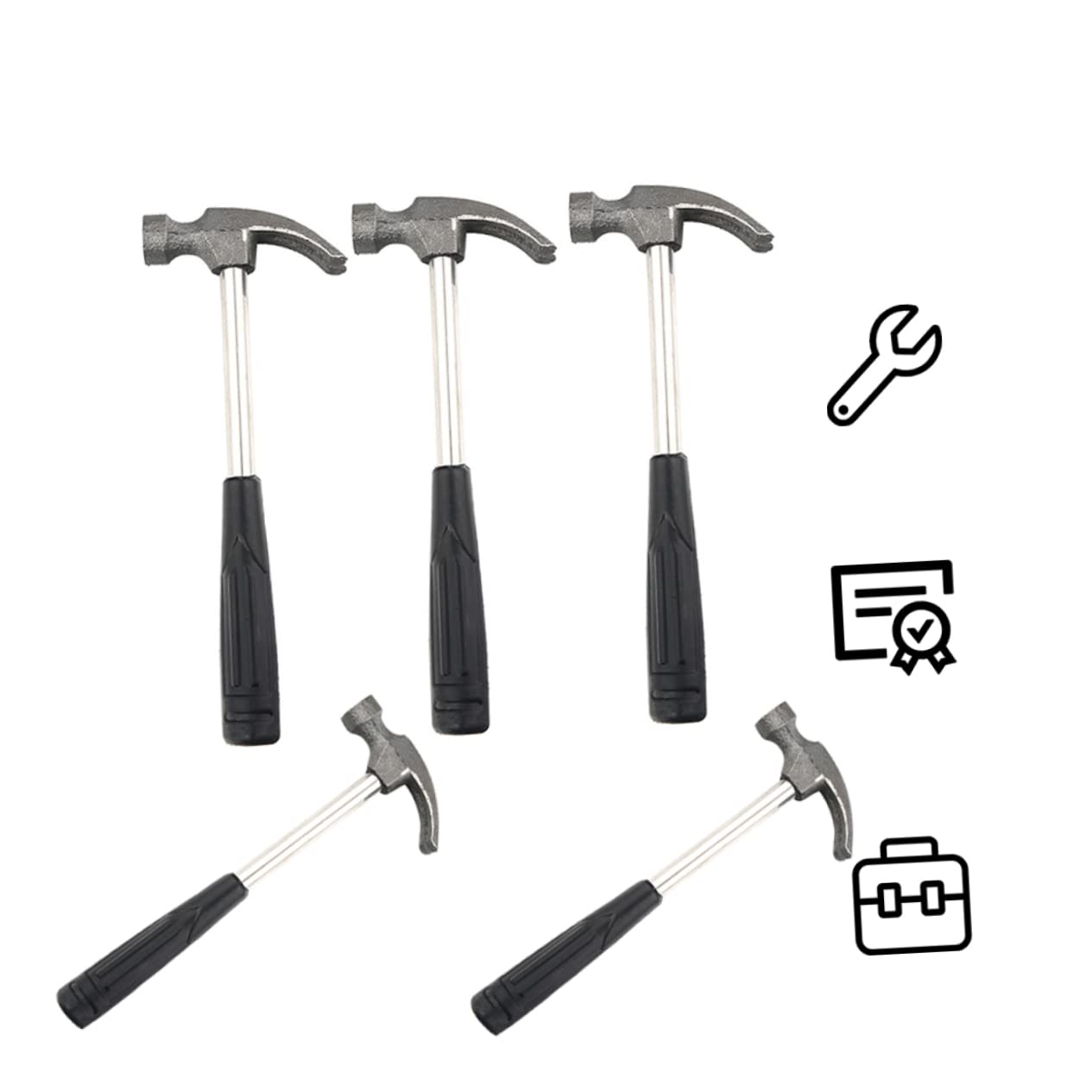 DOITOOL Martillo de Garra Mini, 5 Piezas, Mango sin Costuras, Acero y Hierro, Portátil para Mantenimiento del Hogar y Bricolaje