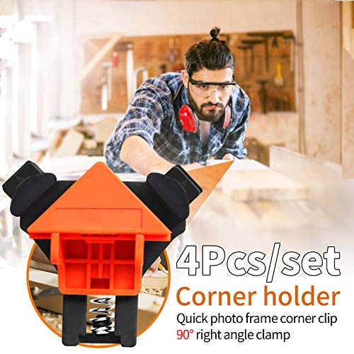 90 Degree Corner Clamps, Wood Working Tools, 4Pcs Right Angle Clamps With Adjustable Spring Load, Clip Clamp Tool For Woodworking #TOP6