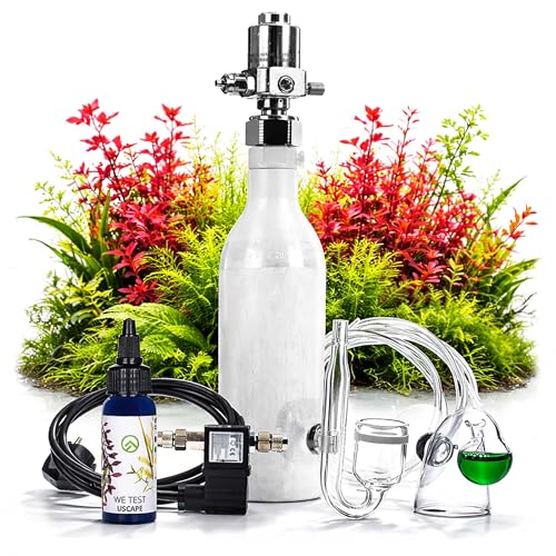 USCAPE CO2 Anlage Aquarium Sodaflaschen Komplettset - Inkl. Nano-Diffusor, Dauertest, Druckminderer, 2m...