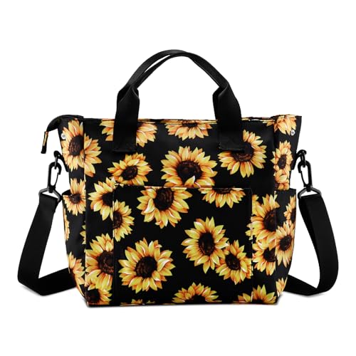 HAWEE Crossbody Shoulder Bag for Women - Water Resistant Casual Handbag Purse with Multiple Pockets Adjustable Strap Sunflower