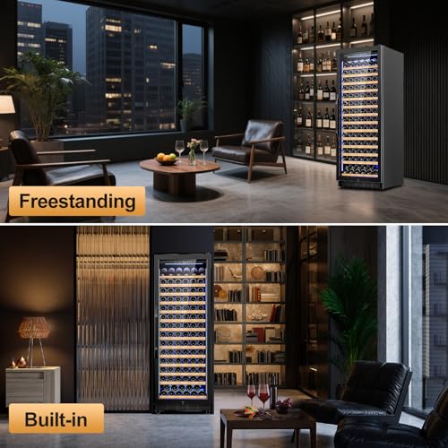 Image of 24 Inch Wine Cooler Refrigerator,179 Bottles Wine Fridge Large Capacity Professional Wine Cellars with Powerful Compressor,Quiet Operation and Elegant Design, Black