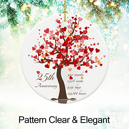 25Th Anniversary Ornament, Gifts For 25Th Wedding Anniversary, 25 Years Anniversary Valentines Gifts For Couples,Her,Him, 2.9" Ceramic 25Th Anniversary Christmas Ornaments 2023 #TOP2