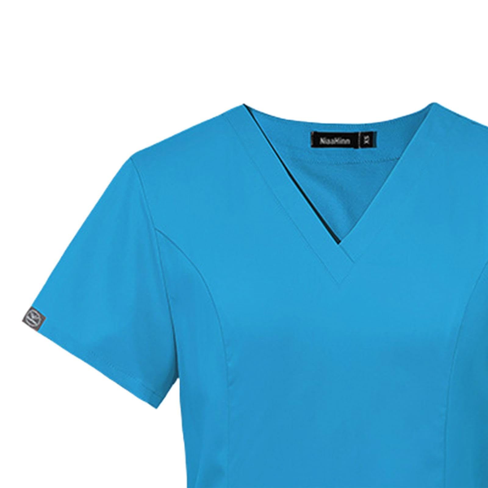 Uniforme Enfermera Traje Sanitario Conjunto Mujer Camiseta V Cuello Pantalón Práctico Ligero Material Poliéster Suave Adecuado para Hospitales Masajes
