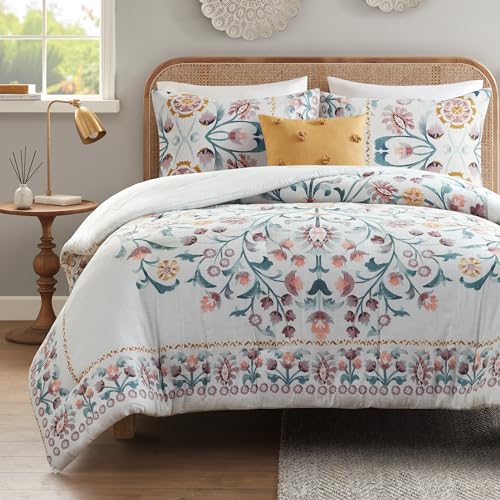 Madison Park MP10-8283 Queen Comforter Set, Medallion Floral Comforters Queen Bedding Shabby Chic cover