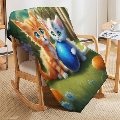 Couvre-lit Cute Chat et couverture en flannel douce 130×180cm - 8