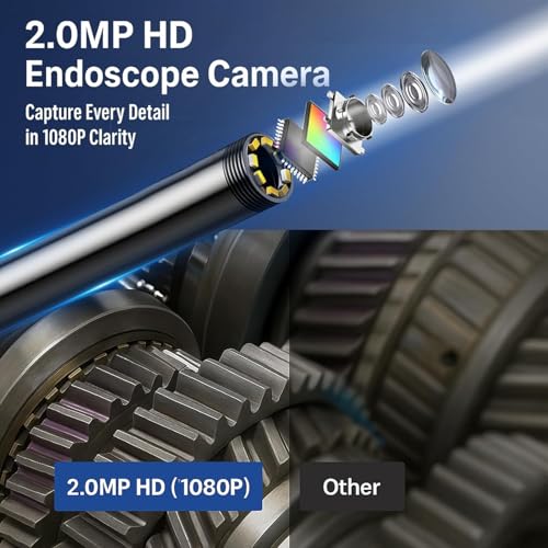 Endoscope Camera with Light for iPhone and Android, 16.5ft Semi-Rigid Snake Camera, 1920P Borescope with 8 Adjustable LED Lights, 8mm Diameter IP67 Waterproof Endoscope (Black) - Thumbnail 3