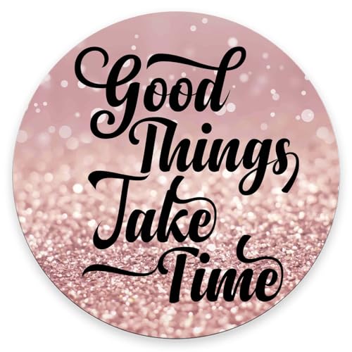 Mouse Pad,Premium-Textured Small Round Mousepad 7.9 x 7.9 x 0.12 Inch,Anti-Slip Rubber Mouse Mat,Pretty Cute Mouse Pad for Office Home Gaming Laptop Men Women,Good Things Take Time Motivational Quote