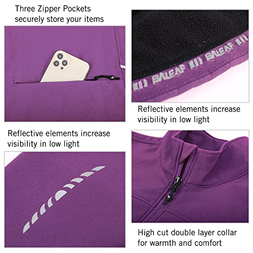 Baleaf Women's Cycling Jacket Windproof Thermal Winter Running Cold Weather Gear Waterproof Softshell Warm Purple Size L #TOP3