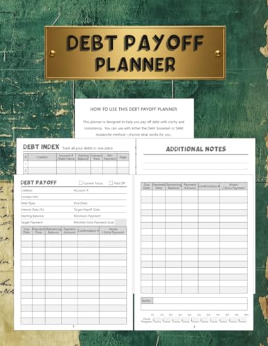Debt Payoff Planner and Payment Tracker: A Simple System to Organize, Track, and Stay Motivated | 60 Debts, Visual Progress, Snowball & Avalanche Method to Help You Become Debt-Free Faster