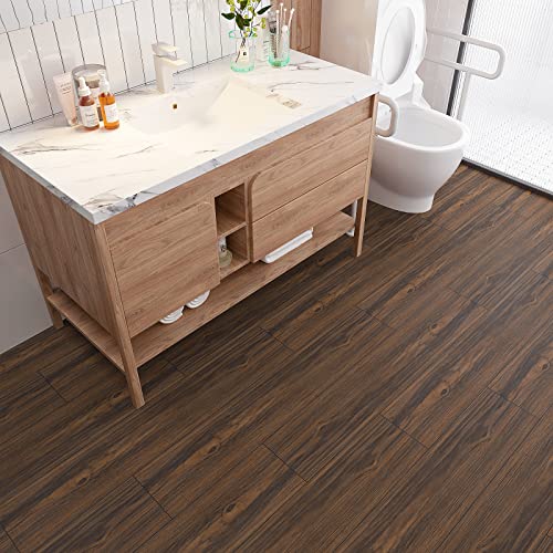 Veelike 6''X36'' Dark Brown Wood Vinyl Flooring Peel And Stick Floor Tile Bathroom Waterproof Wood Look Vinyl Plank Flooring Self Adhesive Laminate Flooring For Bedroom Kitchen Rv (4-Tiles, 6 Sq. Ft.) #TOP2