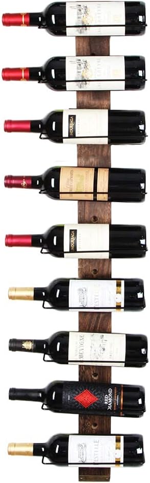 J JACKCUBE DESIGN Wall Mount Wine Rack Organizer for 9 Bottles, Elegant and Simple Rustic Wood Wine Storage Display Holder for Kitchen and Home Décor- MK699A