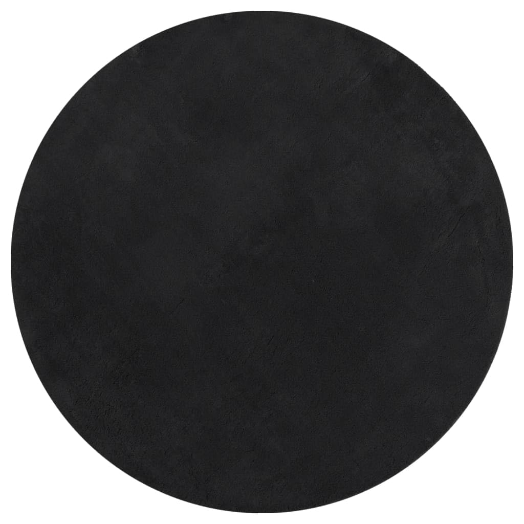 Tapis de salon noir rond 120cm HUARTE doux et moelleux en polyester à poils courts