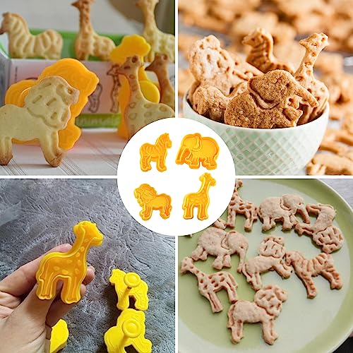 4-Piece Set Animal Cookie Cutters | Zoo Animals Cookie Cutters | Fondant Cutters Shapes | Perfect For Baking | Elephant, Giraffe, Lion, Zebra Shapes Cookie Cutter | Diy Baking Mold For Kids #TOP4
