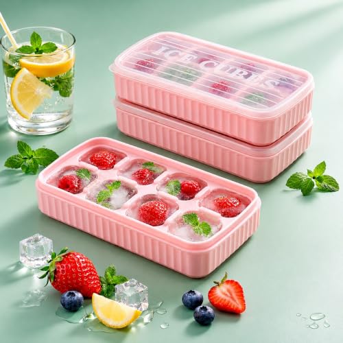 Image of Kitch Easy Release Ice Cube Tray (Pink, Rectangular (8 Cubes)
