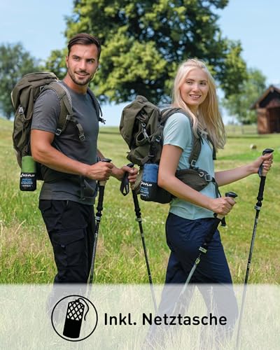 Foto von Fit-Flip Mikrofaser Handtuch - kompakte Microfaser Handtücher - ideal als Sporthandtuch, Reisehandtuch, Strandtuch - schnelltrocknend und leicht - Badetuch groß (70x140cm, Blau)