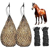 Afenau Heunetz für Pferde, 2 Stück Heunetz Engmaschig 5KG, 5x5 cm Heutasche Pferd, Portable Heunetz Groß, Verbessert Verdauung Heusack für Pferde, Schafen, Rindern (Schwarz)